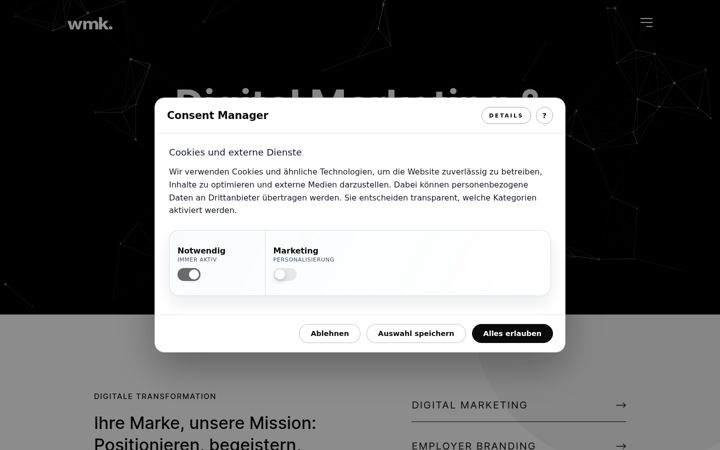 Snímek obrazovky agentur-wmk.de