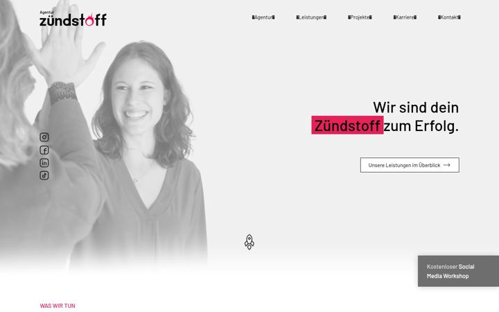 Snímek obrazovky agentur-zuendstoff.de