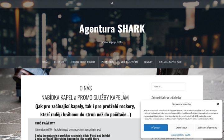 Captura de ecrã de agenturashark.cz