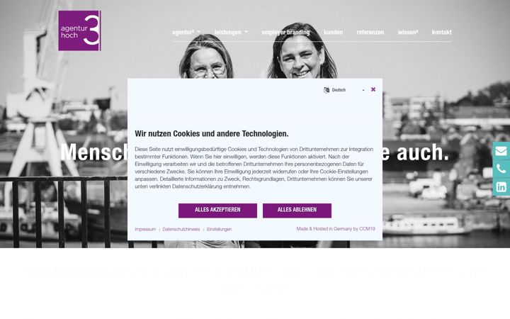 Screenshot of agenturhoch3.de