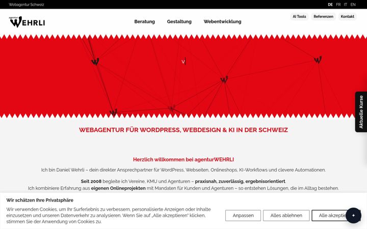 Screenshot of agenturwehrli.ch