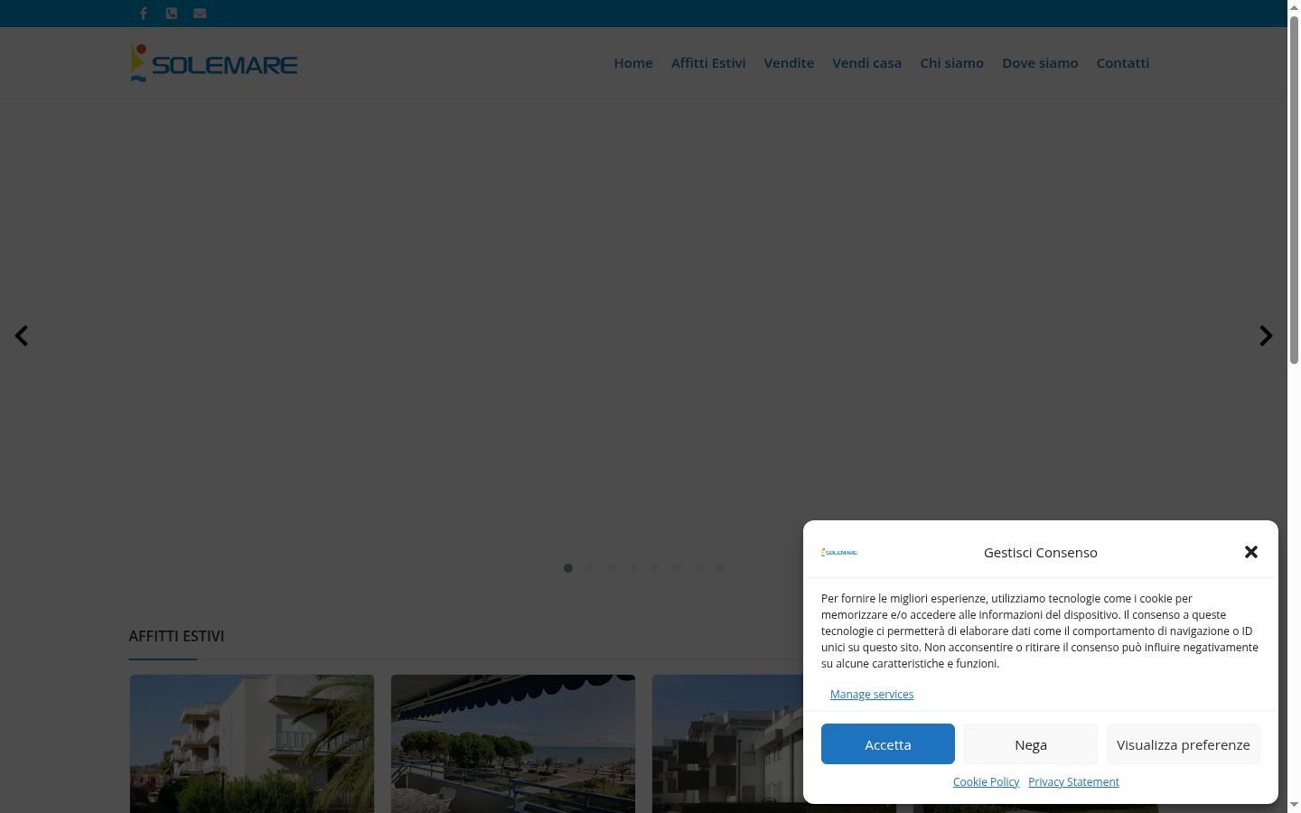 Screenshot του banner συγκατάθεσης που εμφανίστηκε πριν από οποιαδήποτε αλληλεπίδραση