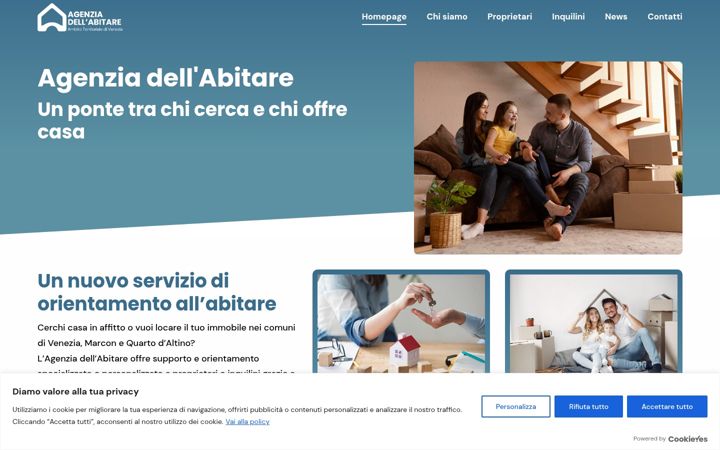 Snímek obrazovky agenziabitarevenezia.it