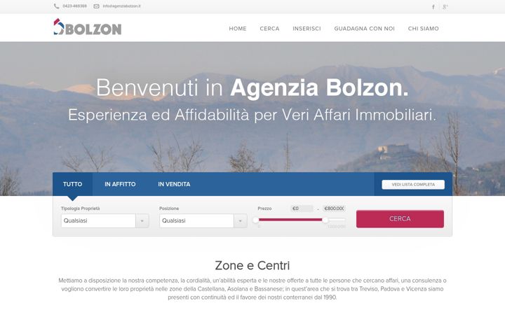 Captura de pantalla de agenziabolzon.it