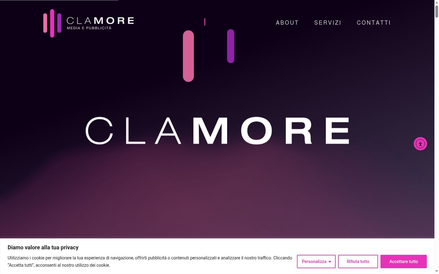 Screenshot del banner di consenso mostrato prima di qualsiasi interazione