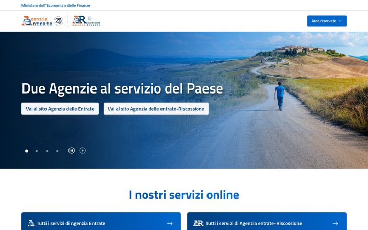 Screenshot of agenziaentrate.gov.it