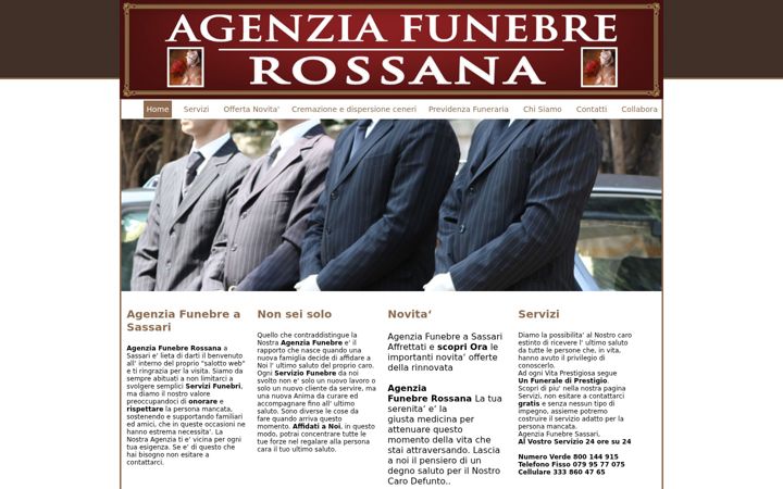Skjermbilde av agenziafunebrerossana.it