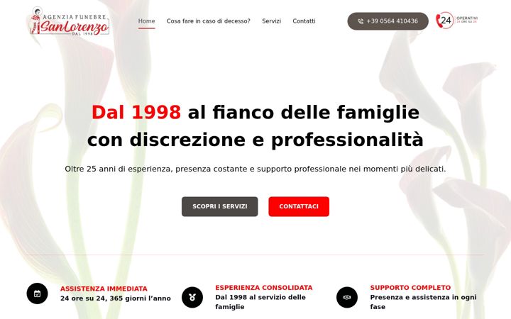Ekrano kopija agenziafunebresanlorenzo.it