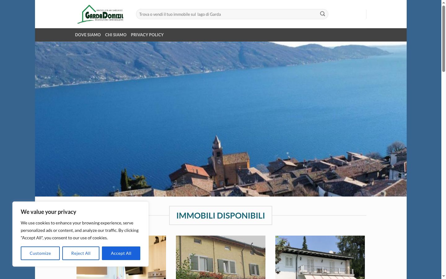 Posnetek zaslona pasice za privolitev, prikazane pred kakršno koli interakcijo