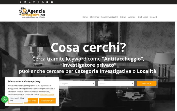 Screenshot of agenziainvestigativa.net