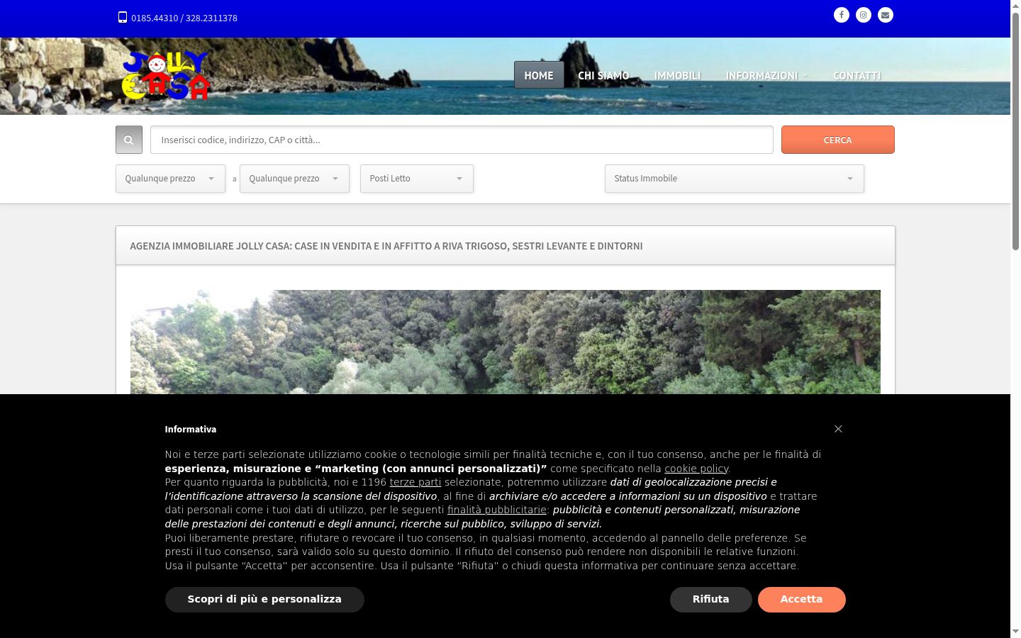 Captura de pantalla del banner de consentimiento mostrado antes de cualquier interacción