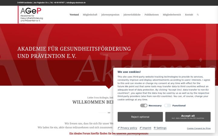 Snímek obrazovky agep-akademie.de