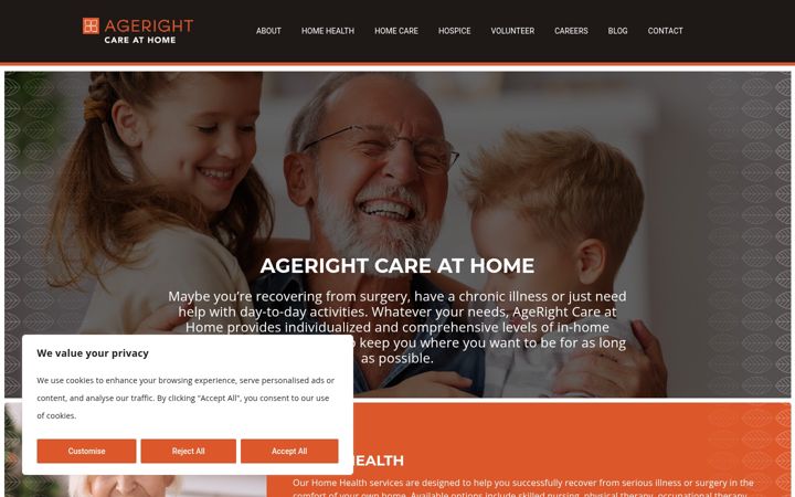 Screenshot of agerightcareathome.com
