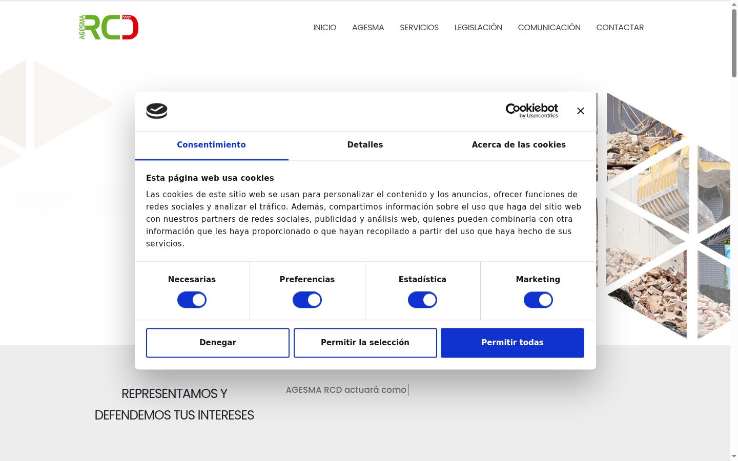 Screenshot of the consent banner shown before any interaction