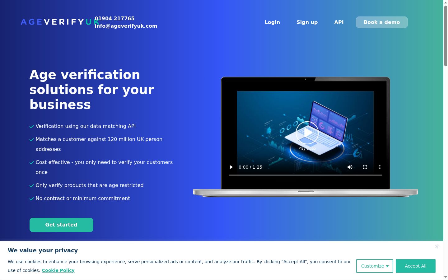 Screenshot del banner di consenso mostrato prima di qualsiasi interazione