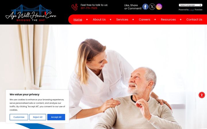 Snímek obrazovky agewellhc.com