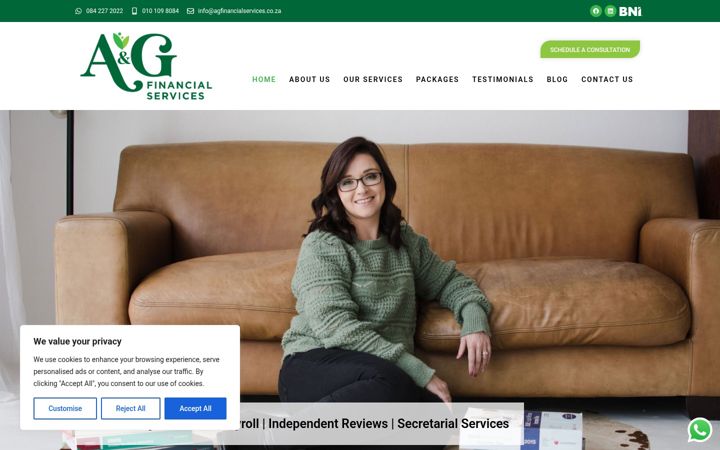 Screenshot of agfinancialservices.co.za