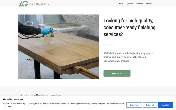 Képernyőkép: agfinishing.ca