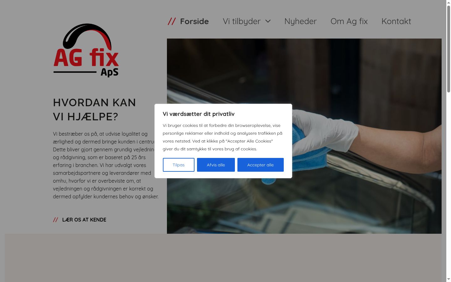 Skærmbillede af samtykkebanneret, som det blev vist før nogen interaktion