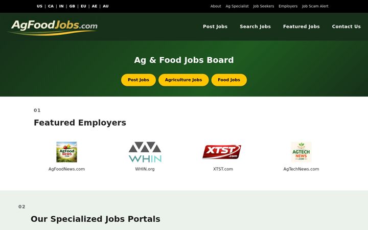 Screenshot of agfoodjobs.com