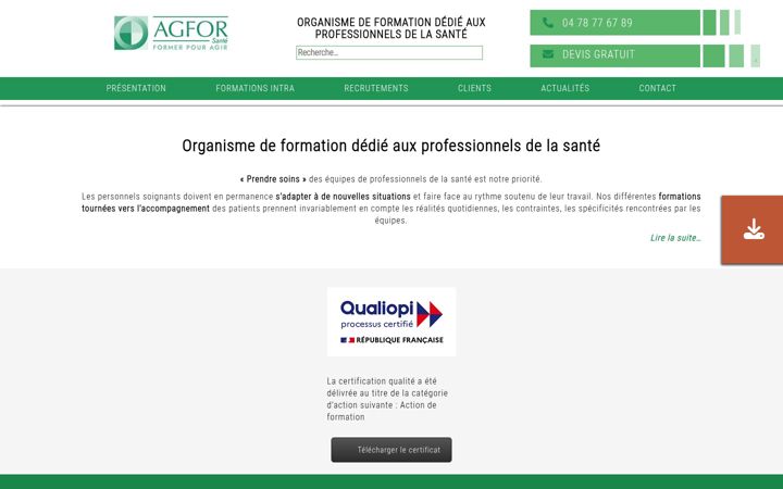 Screenshot of agfor-sante.fr