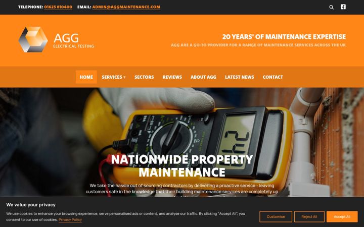 Screenshot of aggelectrical.co.uk