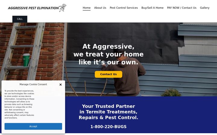 Screenshot of aggressivepestelimination.com