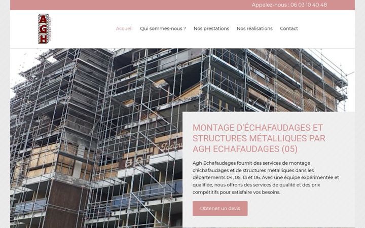 Snímek obrazovky agh-echafaudages.fr
