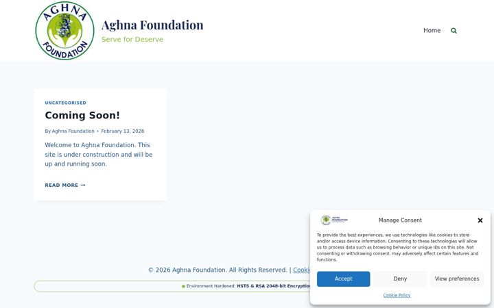 Screenshot of aghnafoundation.com