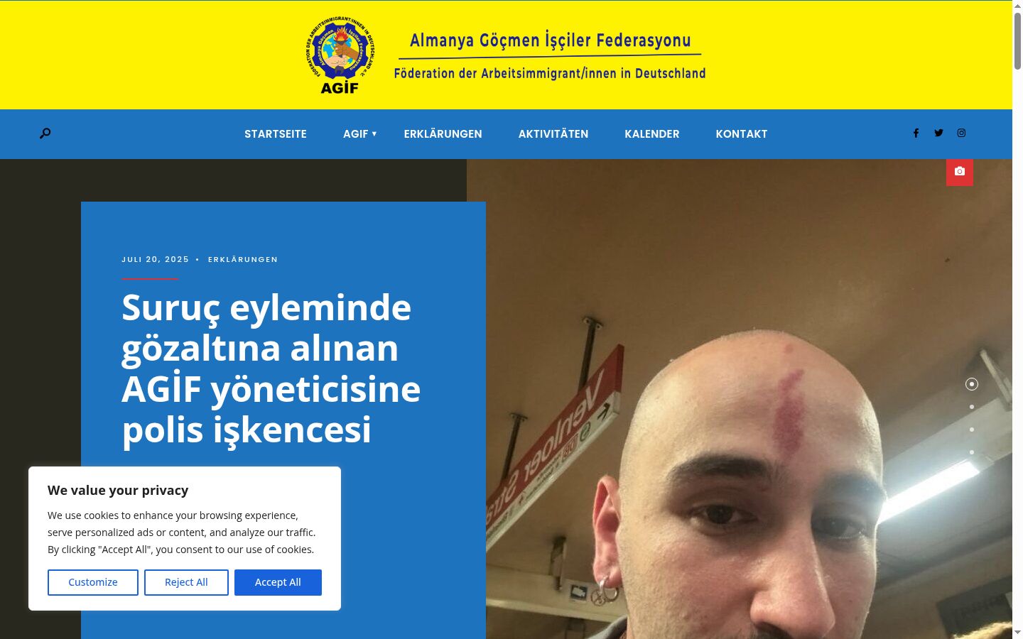 Ekraanipilt nõusolekubännerist, mida näidati enne mis tahes suhtlust