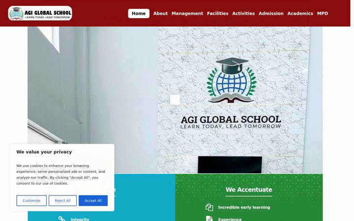 Snímek obrazovky agiglobalschool.com