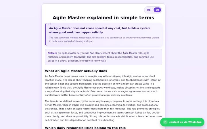 Screenshot of agile-master.de