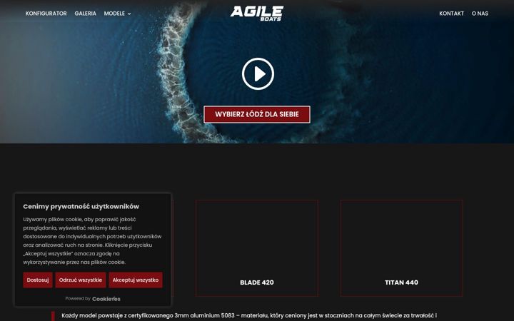 Screenshot of agileboats.com