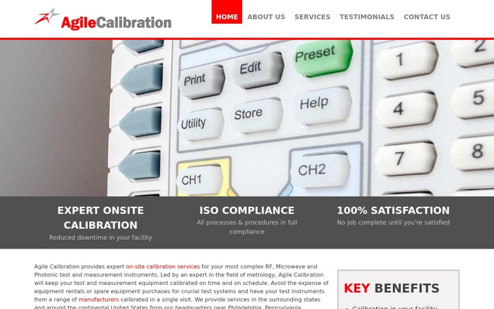 Screenshot von agilecalibration.com