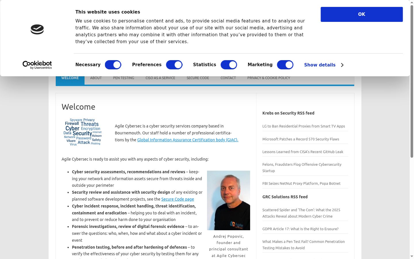 Screenshot del banner di consenso mostrato prima di qualsiasi interazione