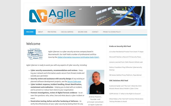 Screenshot of agilecybersec.co.uk
