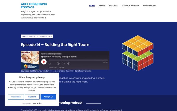 Screenshot of agileengineeringpodcast.com