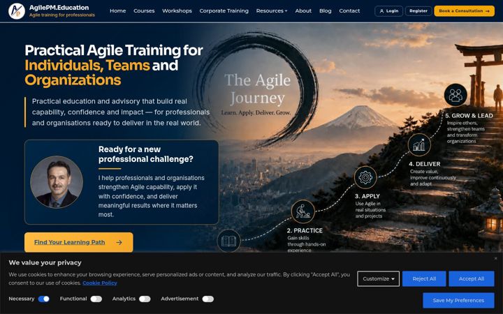 Screenshot of agilepm.education