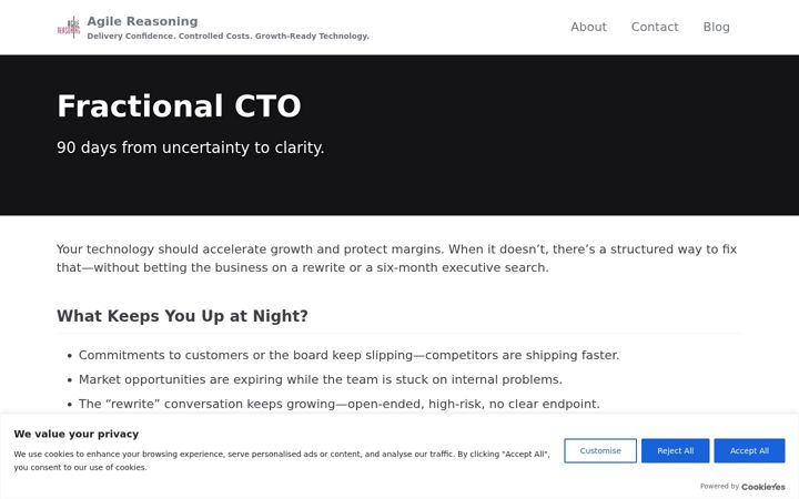 Screenshot of agilereasoning.com