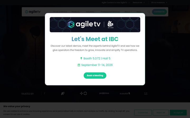 Screenshot of agiletv.com