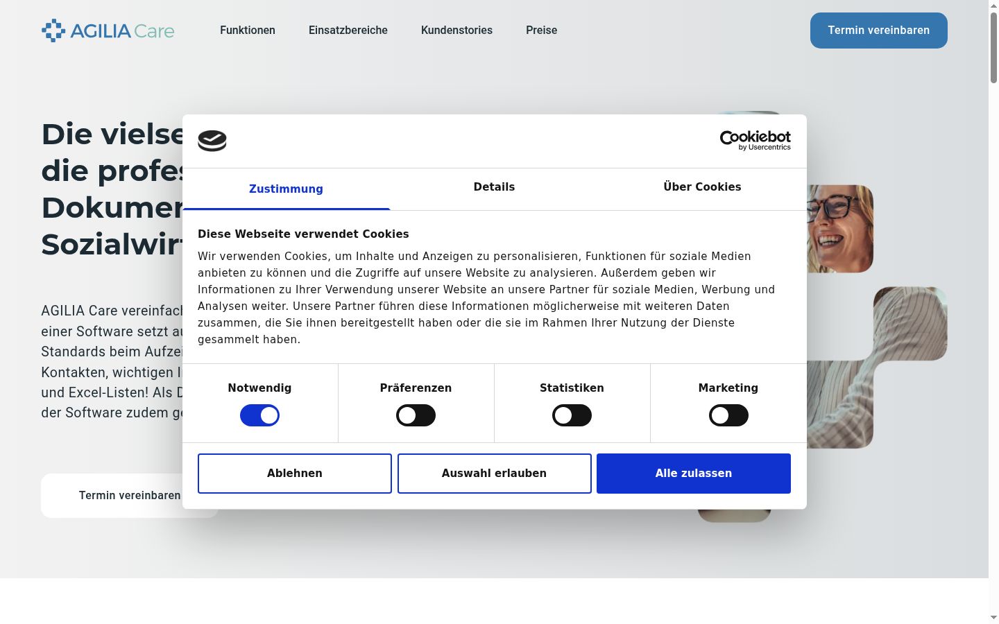Screenshot του banner συγκατάθεσης που εμφανίστηκε πριν από οποιαδήποτε αλληλεπίδραση