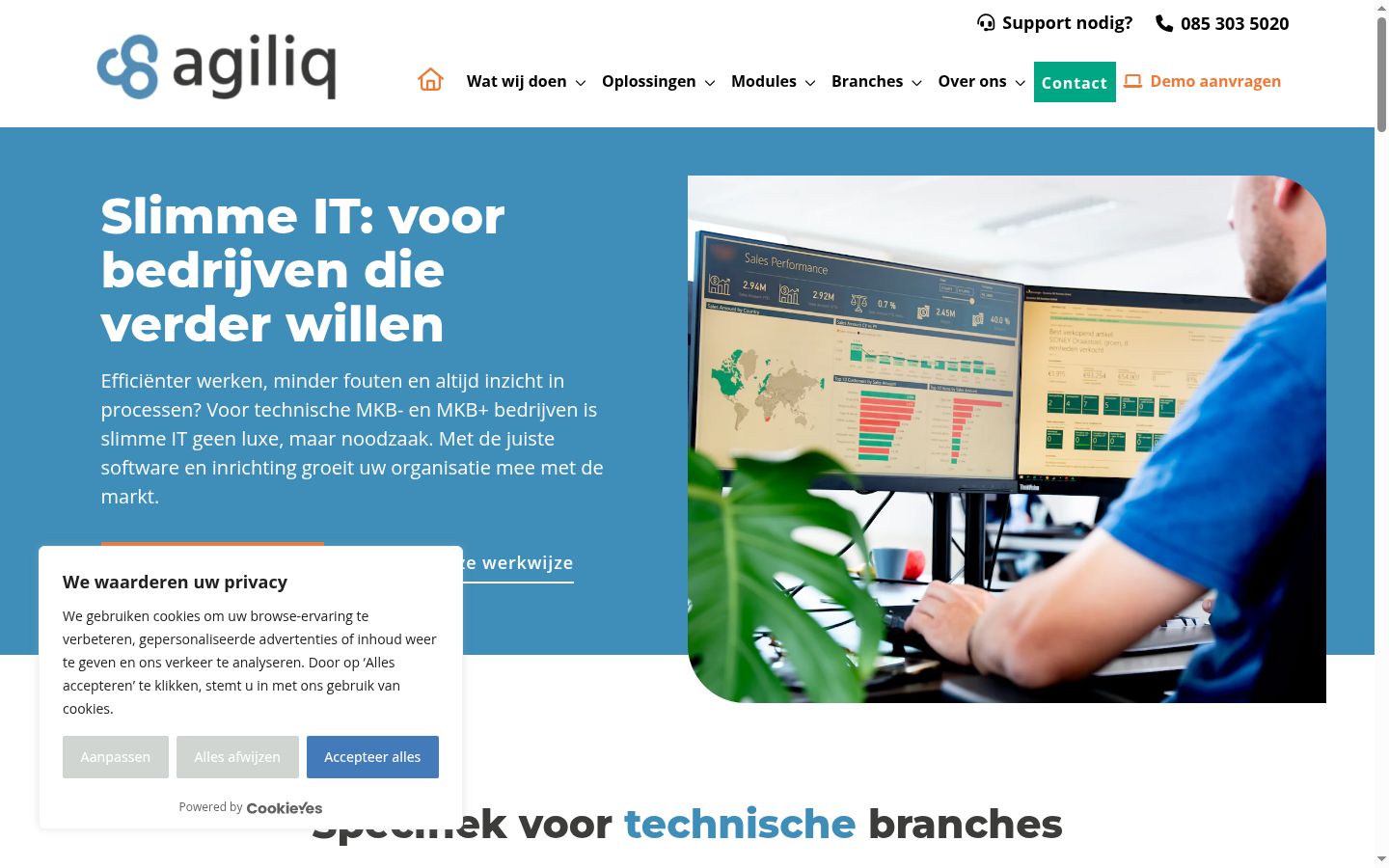 Screenshot van de toestemmingsbanner zoals getoond vóór enige interactie