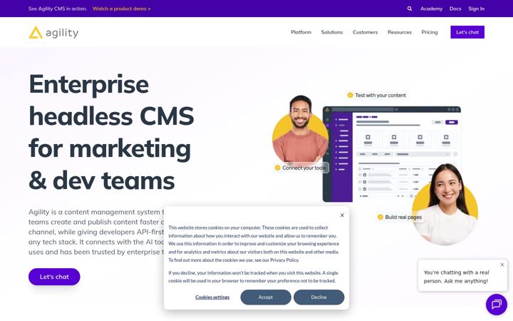 Screenshot of agilitycms.com