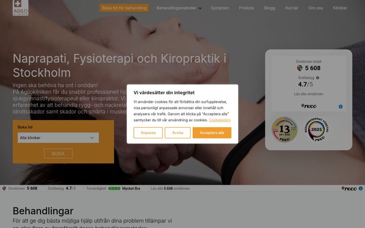 Screenshot of agilokliniken.se