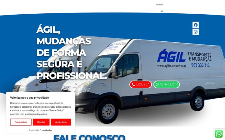 Kuvakaappaus sivustosta agiltransportes.pt