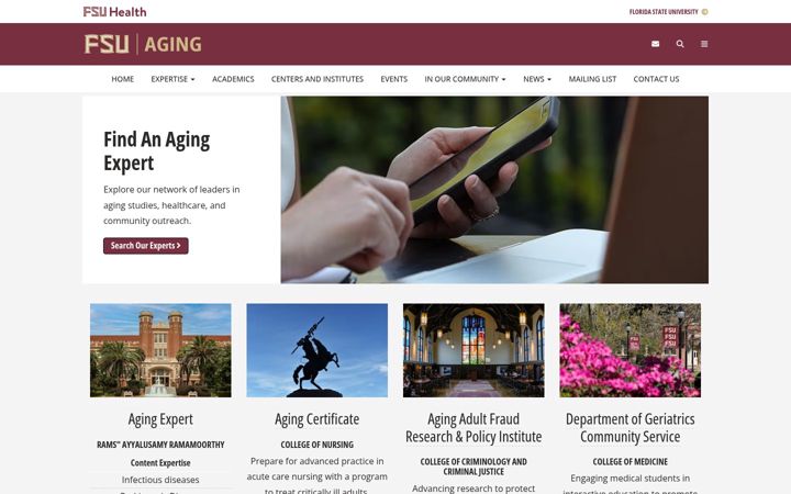 Ekrānuzņēmums no aging.fsu.edu