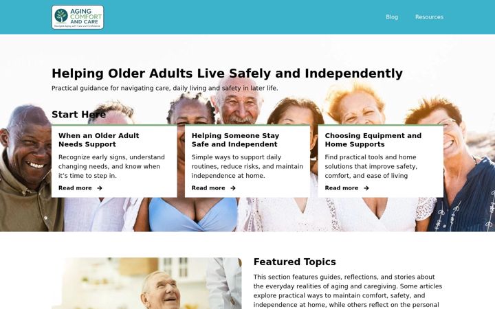 Screenshot of agingcomfortandcare.com