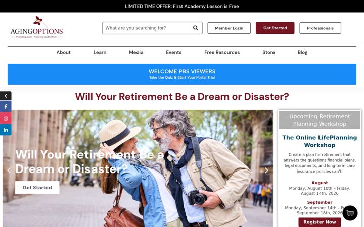 Screenshot of agingoptions.com