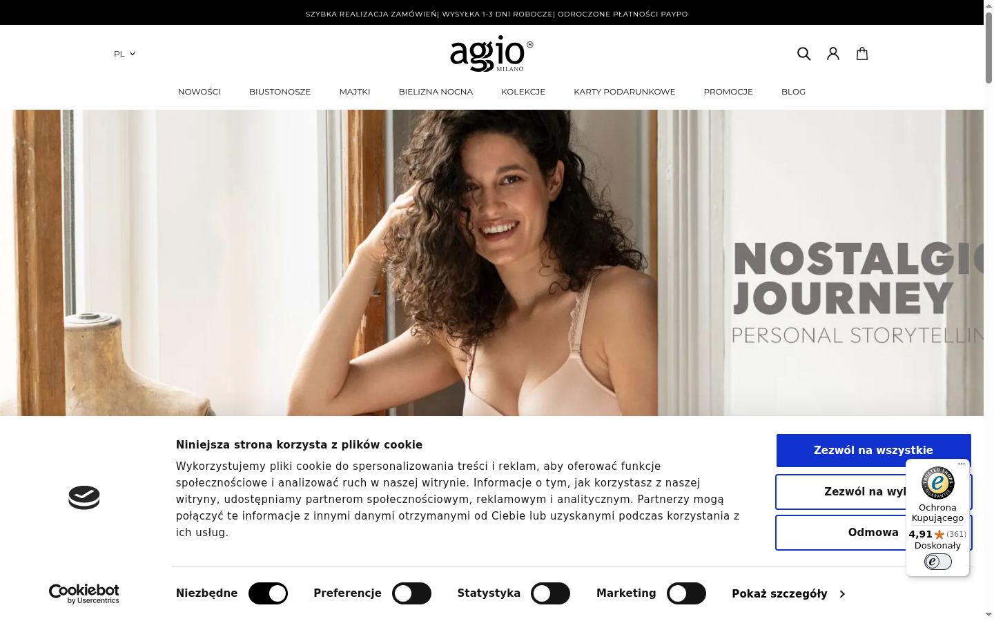 Screenshot del banner di consenso mostrato prima di qualsiasi interazione