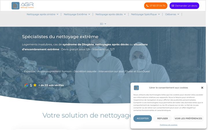 Screenshot of agir-nettoyage-extreme.com